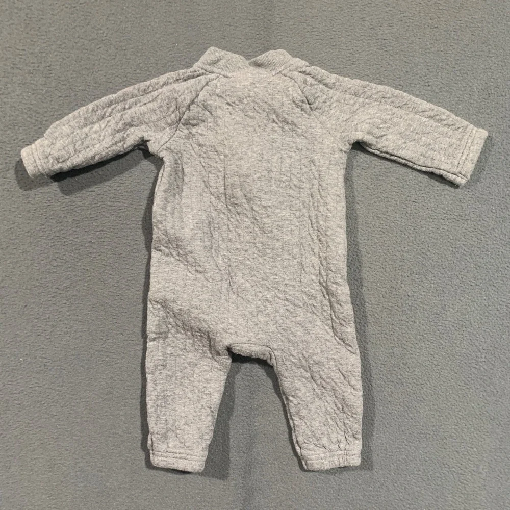 Carters Baby‎ 6M Gray Quilted Full Zip Jumpsuit One Piece Romper Vroom Patch